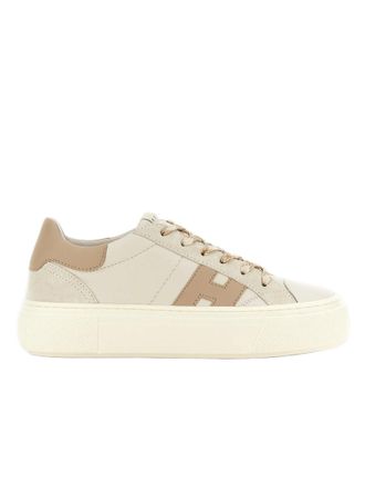Hogan Ecru Leather And Suede Sneakers With Memory Foam Insole