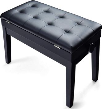 Costway Costway - Banco De Piano Altura Regulable 45-54 Cm Con Coj&iacute;n Acholchado Banquete Con Espacio De Almacenamiento