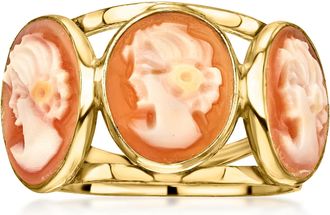 Ross-Simons Italian Orange Shell Cameo Ring in 18kt Gold Over Sterling