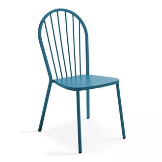 Oviala Silla de bistr&oacute; de metal azul pac&iacute;fico