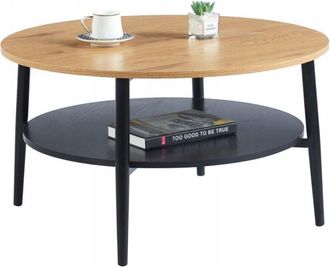 OEM Mesa De Centro Furnitex Redonda &Oslash; 80 Cm - Roble Natural Estante Estable Bajo Encimera