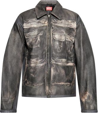 Diesel Leren jas L-Mayer - Heren - Leren en Su&egrave;de Jassen - Bruin - XL - Leer - Jassen