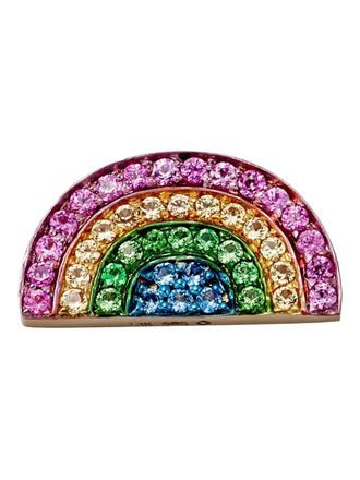Loquet London 14K yellow gold sapphire rainbow charm - Pink