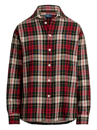Polo Ralph Lauren plaid long-sleeve shirt - women - Polyester/Acetate - L - Red