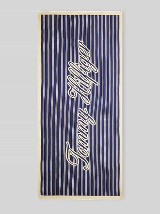 Tommy Hilfiger Tuch aus Modal-Baumwoll-Mix mit Logo-Schriftzug in Blau, Gr&ouml;&szlig;e 1