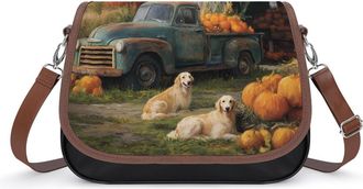 Generic Rustic Barn Old Truck Dogs Womens Crossbody Bag Fashion Shoulder Handbags Message Tote Bag with Adjustable Strap