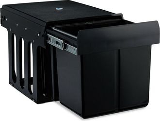 Relaxdays Relaxdays - Cubo De Basura 3 Compartimentos, Papelera Cocina Extra&iacute;ble Bajo Fregadero, 15 L Y 2x8 L, 35,1x34,3x48cm, Negro