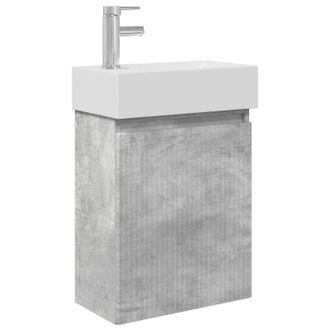 vidaXL M&oacute;dulo De Ba&ntilde;o Con Grifer&iacute;a Gris Hormig&oacute;n 45,5 X 22,5 X 84 Cm Vidaxl