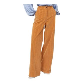 Silvian Heach High-Waisted Gestreepte Broek - Dames - Wijde Broeken - Oranje - S - Katoen - Broeken