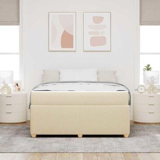 vidaXL Estructura De Cama Con Colch&oacute;n Crema 160 X 200 Cm Tela Vidaxl