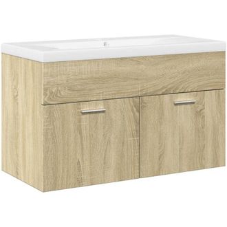 vidaXL Mueble De Ba&ntilde;o Con Lavabo Integrado Roble Sonoma Vidaxl