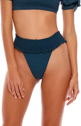 Agua Bendita Tessa Fera High Cut Bikini Bottoms in Petrol Blue at Nordstrom, Size Medium