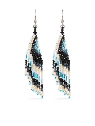 Dsquared2 beaded drop earrings - women - Polyester/Brass/glass - OS - Black