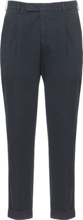 Pantaloni Torino Blue Cotton Straight-Leg Pants