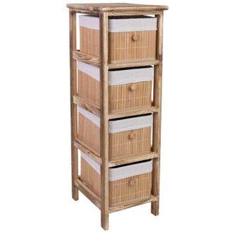 Wanderlust Deco Cajonera De Madera Con 4 Cajones De Bambu Forrados 26x32x81