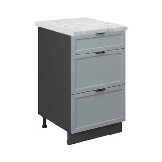 Vicco Mueble Bajo De Cocina Fame-line, Azul Claro-gris, 50 Cm, Et M&aacute;rmol