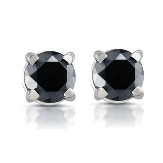 Pompeii3 White Gold 1/2ct Round Cut Black Diamond Studs 14k