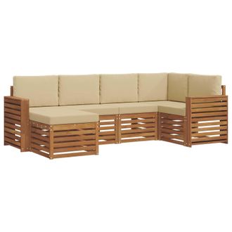 vidaXL Conjunto De Sof&aacute; Seccional Con Coj&iacute;n 6 Pcs Natural Y Beige Vidaxl