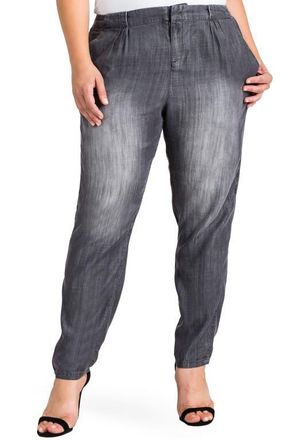 Standards & Practices Louise High Rise Pleat Denim Crop Pants in Grey at Nordstrom, Size 18W