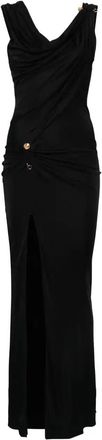 Versace Asymmetric-Neck Maxi Dress - Womens - Viscose