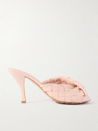 Bottega Veneta Mule In Pelle Con Motivo Intrecciato Blink - Rosa