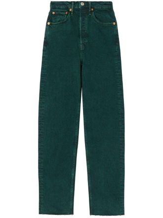 Re/Done ultra high rise stove-pipe jeans - women - Cotton/Elastane - 24 - Green