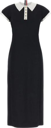 Thom Browne Couture Sleeve Polo Jurk - Dames - Casual kleedjes - Zwart - S - Wol - Kleedjes