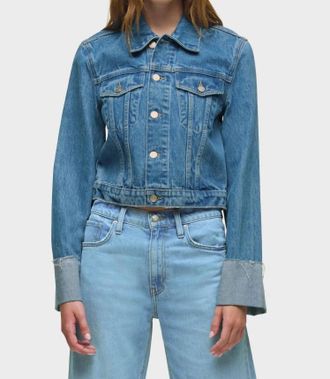 Hudson Cuffed Cropped Denim Jacket In Universal
