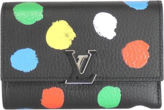 Louis Vuitton Black Leather Wallet (Tri-Fold) (Pre-Owned)