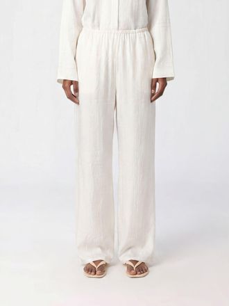 Toteme Pantaloni palazzo in seta con stampa logo e vita alta