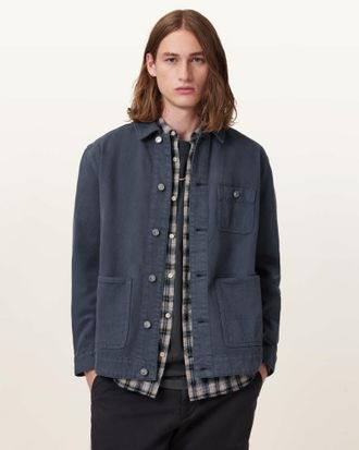 AllSaints Mens Cotton Eavis Relaxed Fit Chore Jacket, Size: XXL