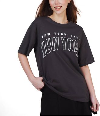 AMBAR New York City Logo Relaxed Fit T-Shirt In Antracite