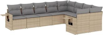 vidaXL Set De Sof&aacute;s De Jard&iacute;n 9 Pzas Con Cojines Rat&aacute;n Sint&eacute;tico Beige Vidaxl