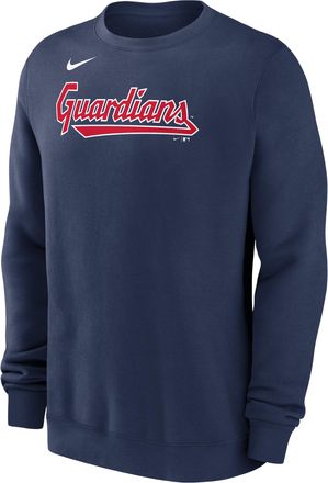 Nike Cleveland Guardians Wordmark Nike Mens MLB Pullover Crew in Blue | NKPV44BGUA-M4Z