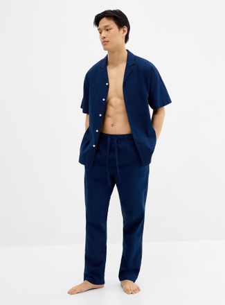 Le 31 Mens Solid lightweight linen pyjama pant