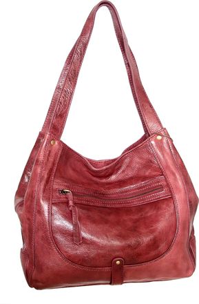 Nino Bossi Vintage Leather Organizer Satchel in Red