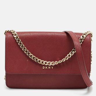 DKNY Dkny Bryant Park Dark Red Leather Flap Crossbody Bag