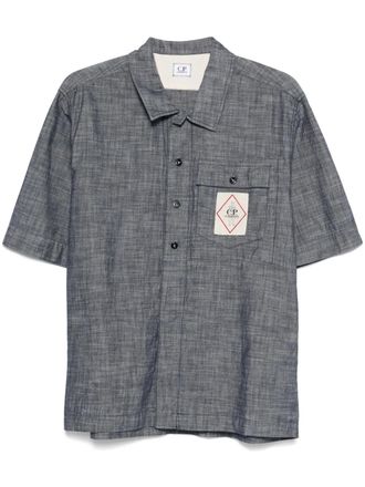 C.P. Company logo-patch shirt - men - Cotton - L - Blue