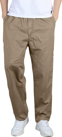 Generic Mens Casual Trousers Elasticated Waist Chinos Regular Fit -Mens Open Hem Tracksuit Bottoms Drawstring Jogging Pants Light-Weight and Comfy Elasticated