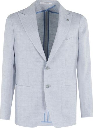 Tagliatore Blazers, male, Blue, Size: 2XL Jacket 1 Breast Lance Linen Wool Twill