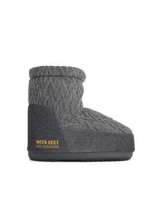 Moon Boot Icon Low Nolace Knit graue Stoffstiefel