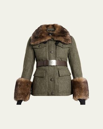 Moncler Devez Shearling-Trim Field Jacket