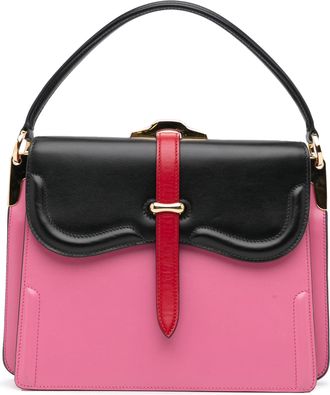 Prada Pre-owned Womens Twotone Top Handle Handbag - Pink Leather - One Size
