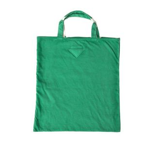 Prada Green Jersey Fabric Logo Shoulder Shopping Tote Bag