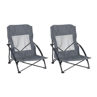 Relaxdays Sillas De Playa Plegables Relaxdays, Set De 2, Con Bolsa, 100 Kg, Ligeras, Poli&eacute;ster/metal, Sillas De Camping, Gris