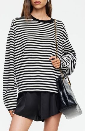 Lioness Olsen Stripe Wool Blend Sweater in Onyx Stripe at Nordstrom, Size X-Small