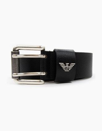 Emporio Armani Mens Emporio Armani Printed Palmellato Leather Belt Black - Size: 120