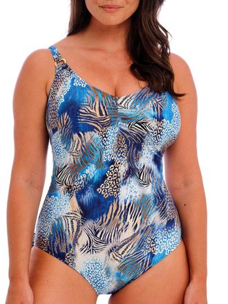 Fantasie Womens Seraya Sands V-Neck Swimsuit - Blue Polyamide - Size 38D