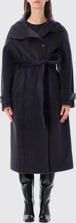 SOEUR Cappotto lungo doppiopetto in misto lana e cashmere con cintura