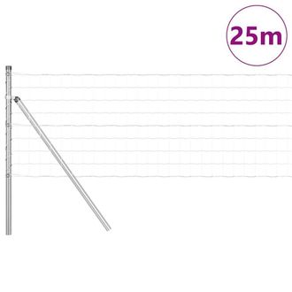 Berkfield Home Modern Euro Fence with 13 Posts 0.4x25 m Galvanised Steel in Silver